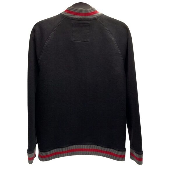 Old Navy Jacket Mens Large Black Red Surplus Reg‎ Issue Varsity Letterman Zip Up - Picture 2 of 9